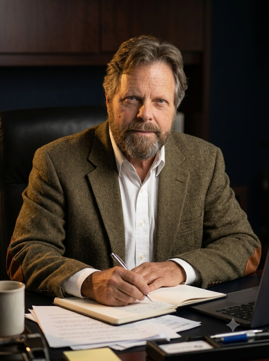 J. Bruce Eickelman, 12X Decision Architecture — portrait in tweed jacket